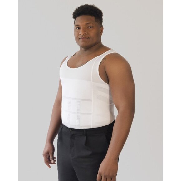 Mens ShaperLuv Compression Tank Top Shirt XXL White Nylon Spandex Shapewear NEW - Picture 1 of 6